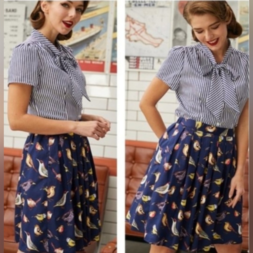 Grace Karin Anthropologie Bird Print‎ Skirt Sz Medium
